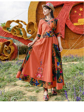 Ethnic Embroidered Shirt With Elastic Waist Skirt Suit